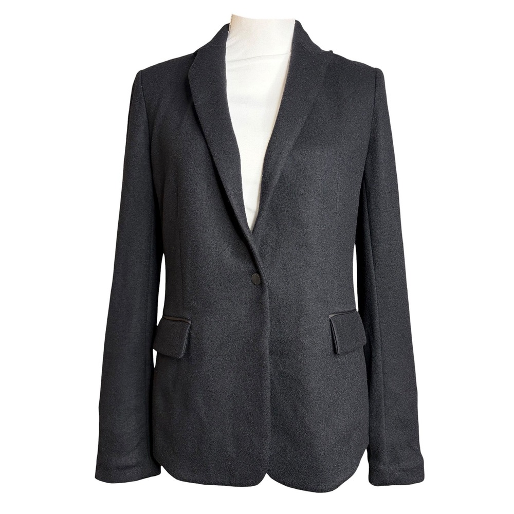 Rag & Bone Lexington Blazer Womens 6 Black 100% Wool Minimalist Workwear Jacket